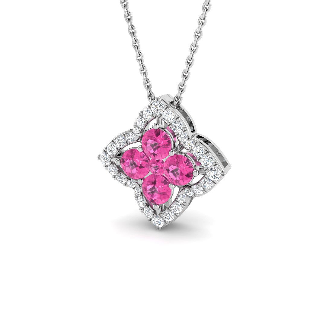 Pink Sapphire Pendant in 9K White Gold