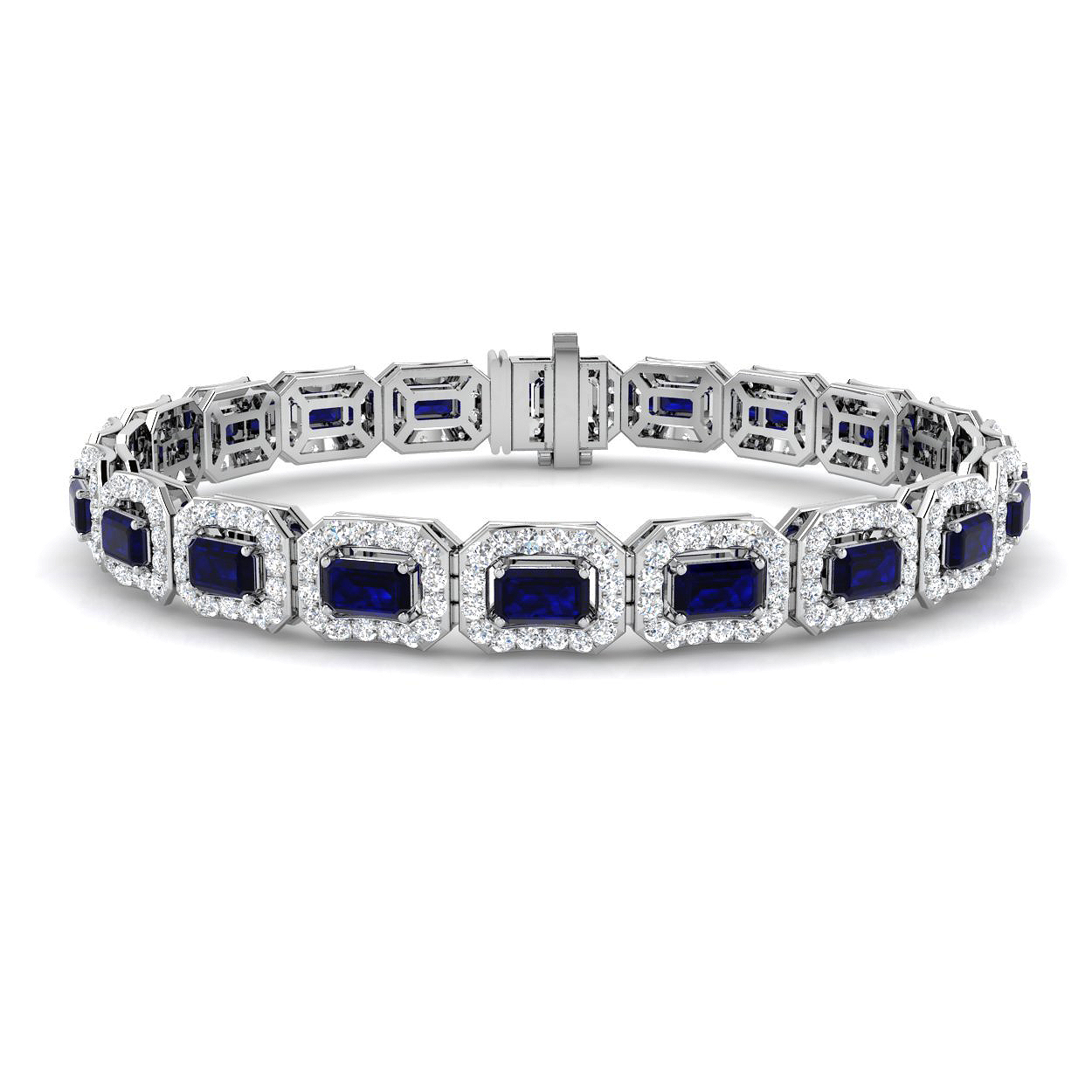 Blue Sapphire Bracelet in 9K White Gold