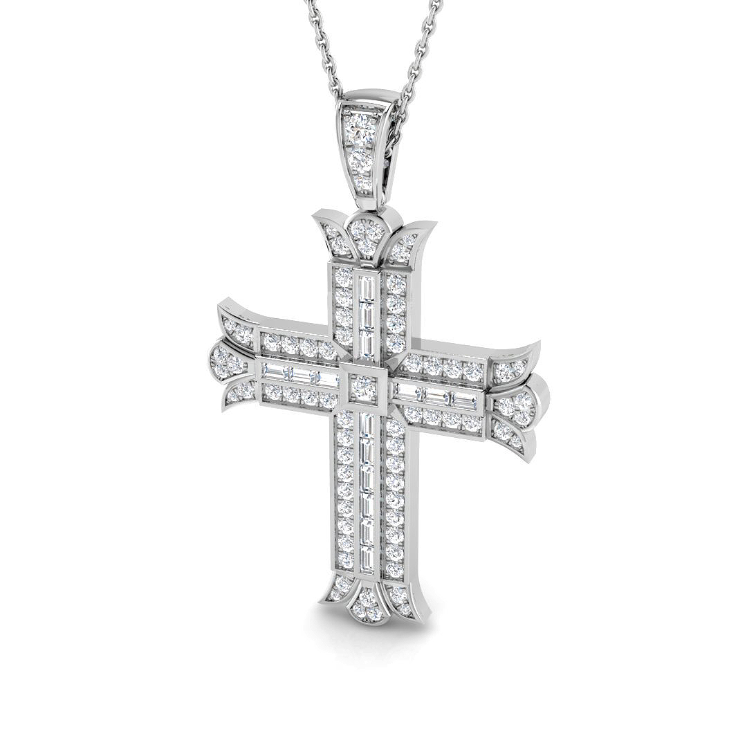 0.85ct Natural Diamond Cross Cross Pendant in 9K White Gold