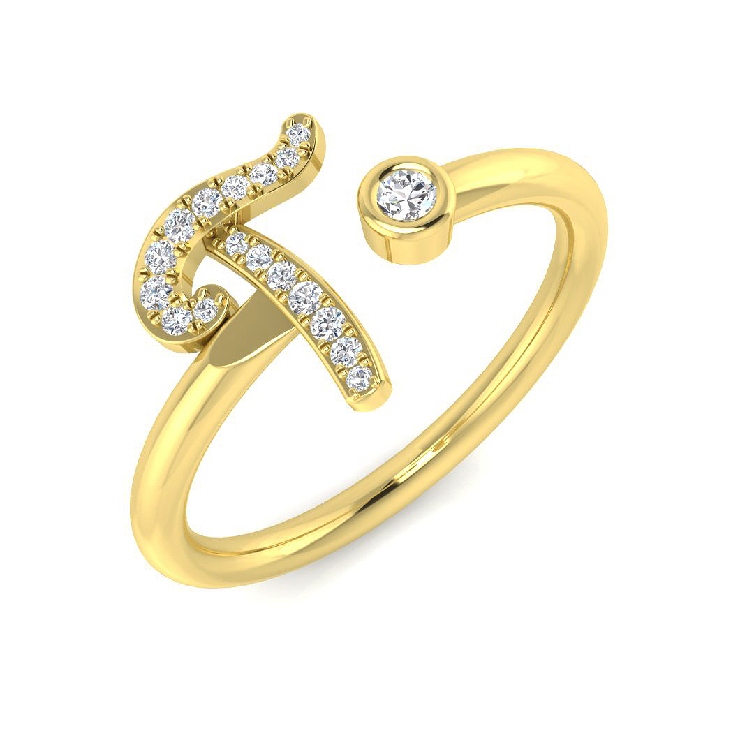 0.09ct Natural Diamond Initials Ring in 9K Yellow Gold