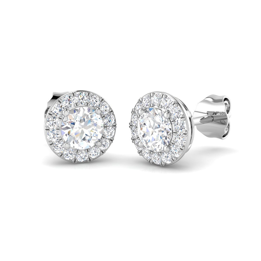 1.22ct Lab-Grown Diamond Halo Earrings in 9K White Gold