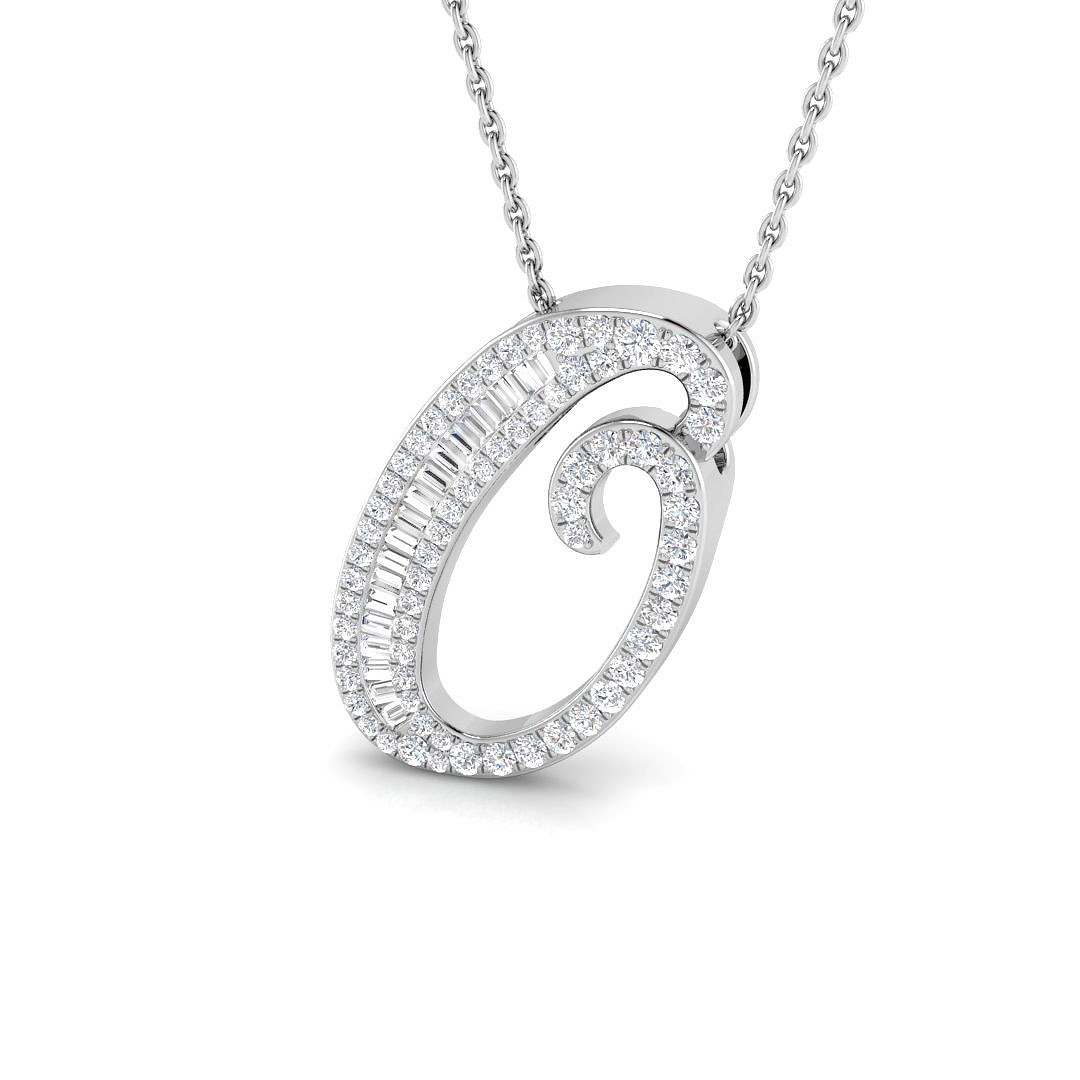 0.42ct Natural Diamond Initials Pendant in 9K White Gold