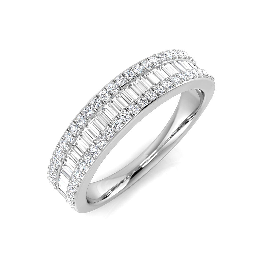 0.53ct Natural Diamond Baguette & Brilliant Ring in 9K White Gold