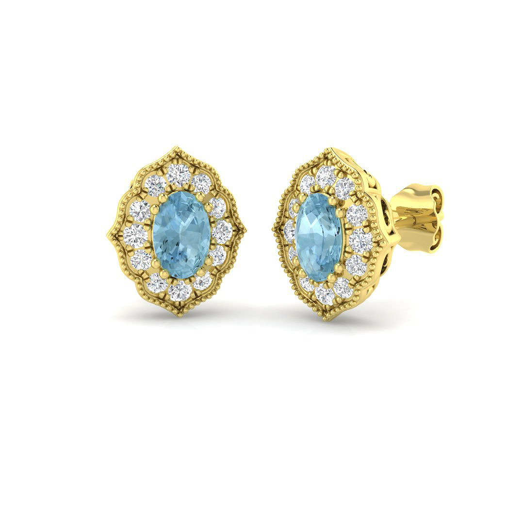 Aquamarine Earrings in 9K Yellow Gold