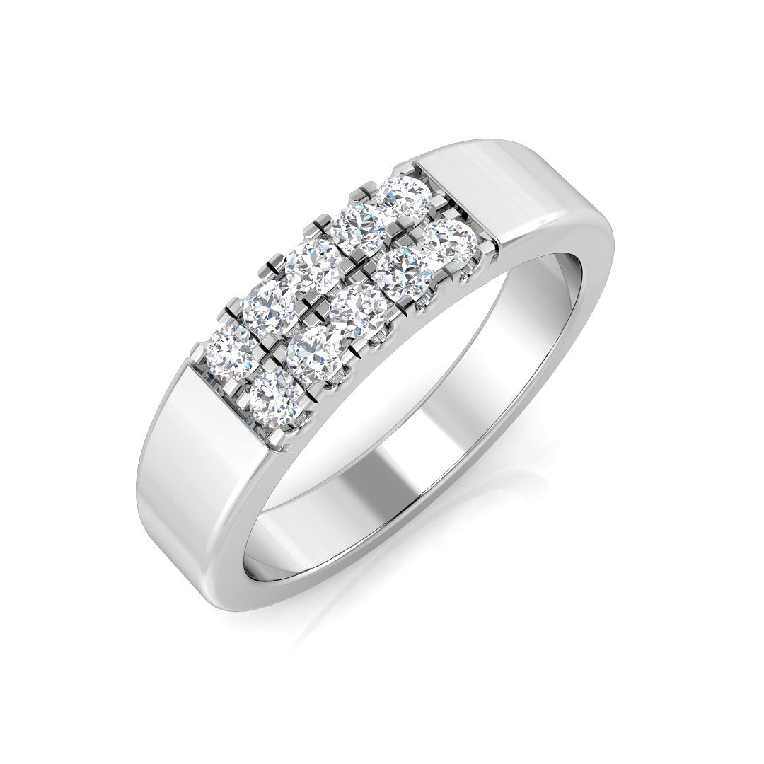 0.29ct Natural Diamond 6-10 Stone Ring in 18K White Gold