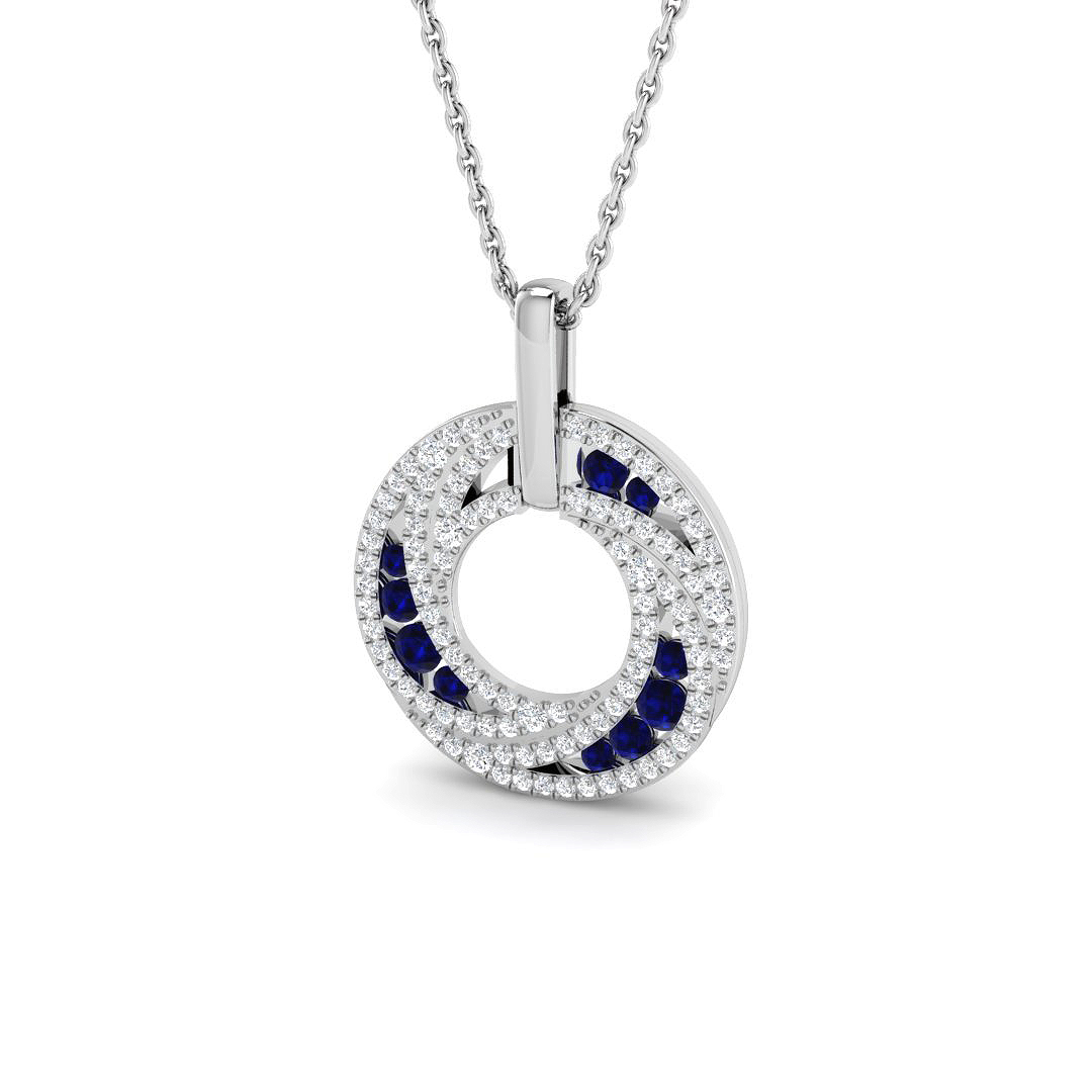 Blue Sapphire Pendant in 9K White Gold