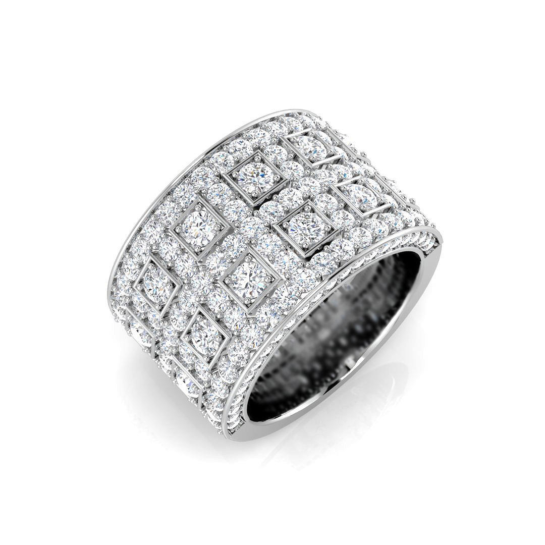 2.68ct Natural Diamond Pave Ring in 9K White Gold