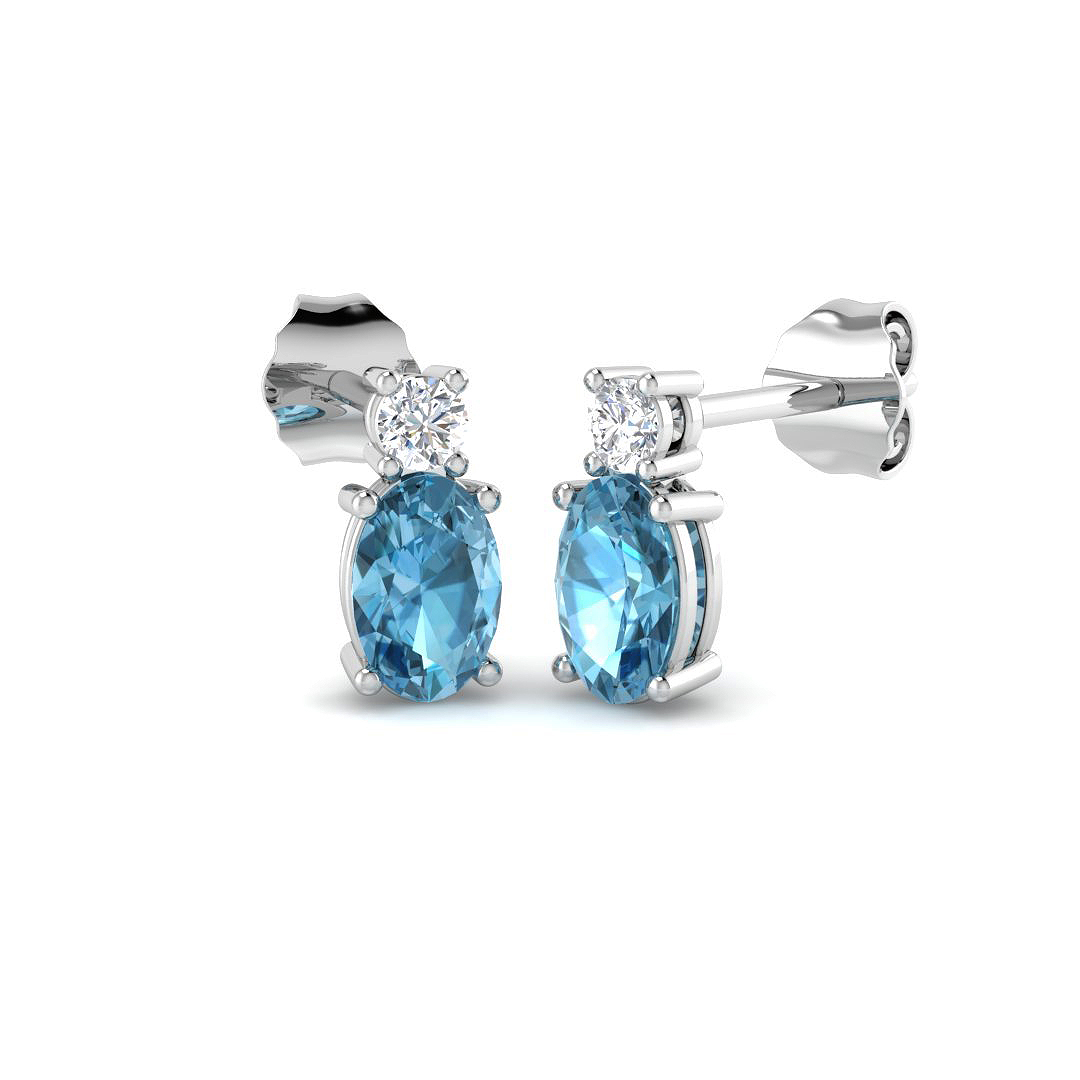 Blue Topaz Earrings in 9K White Gold