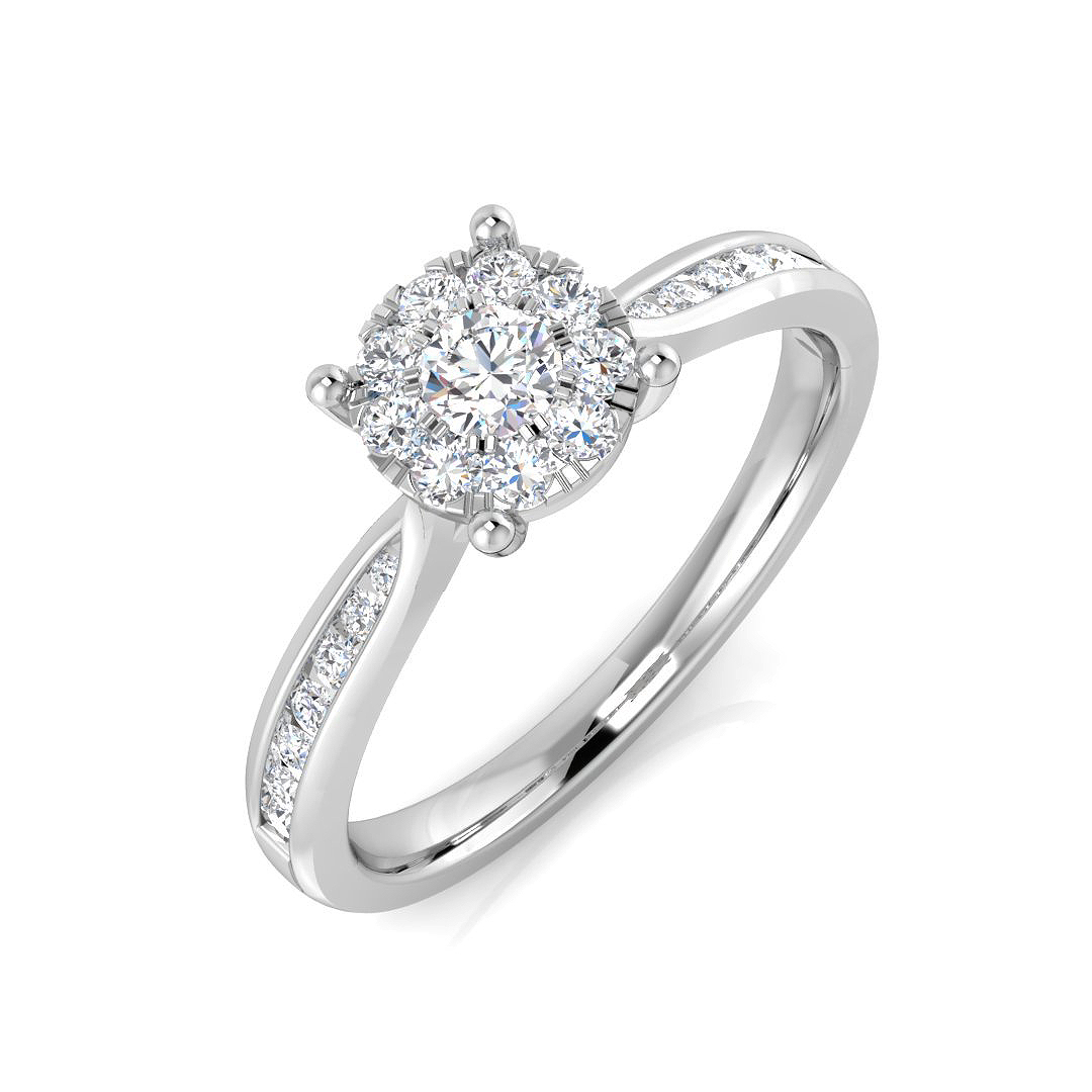 0.37ct Natural Diamond Cluster Ring in 9K White Gold
