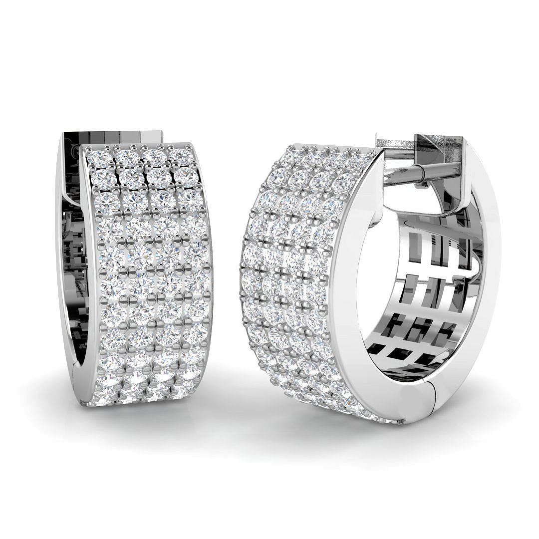 0.53ct Natural Diamond Hoops Earrings in 18K White Gold