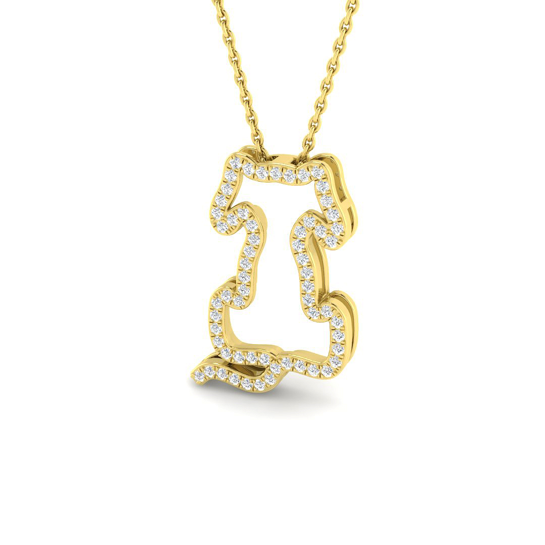 0.23ct Natural Diamond Shape Pendant in 9K Yellow Gold