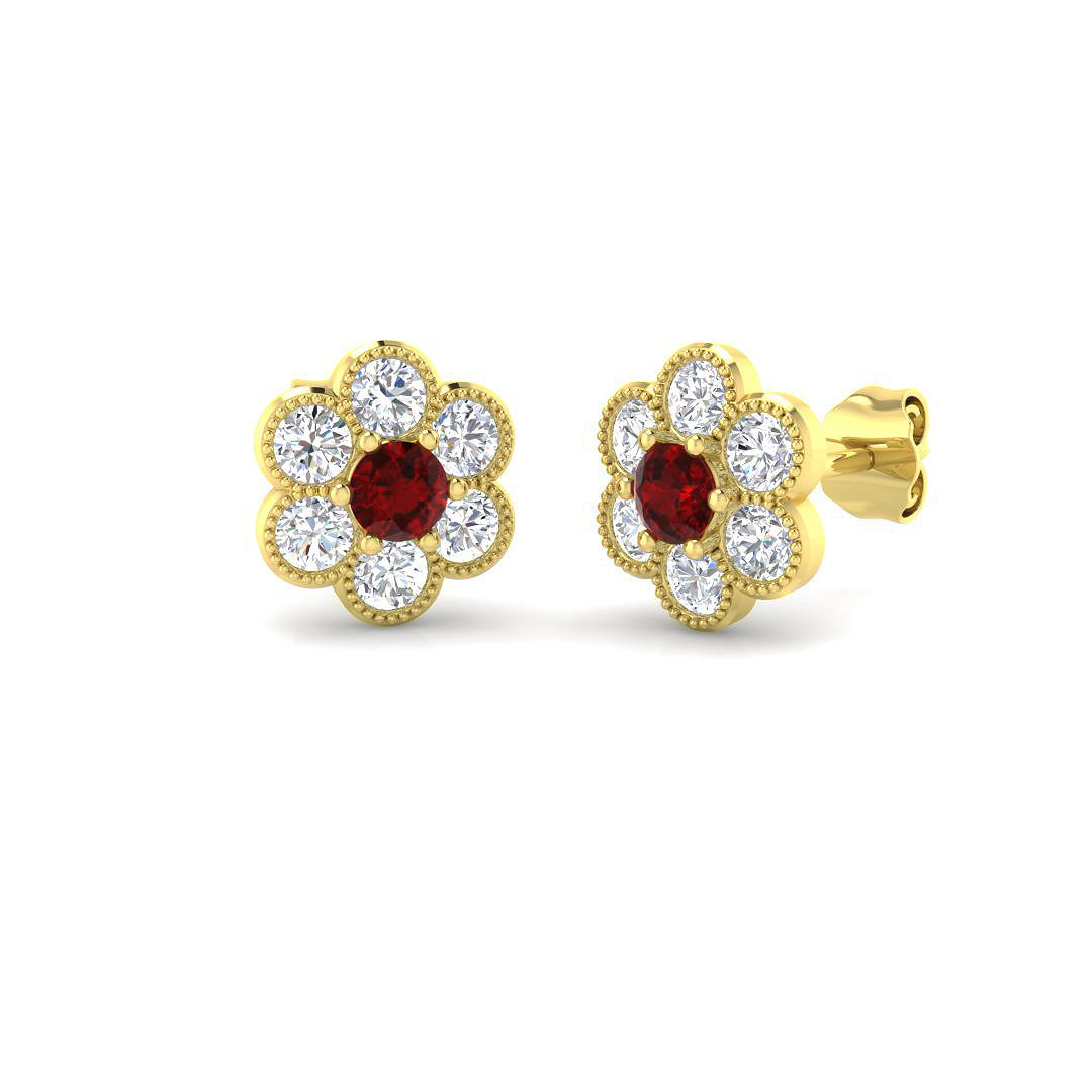 Flower Earrings in 9K Yellow Gold
