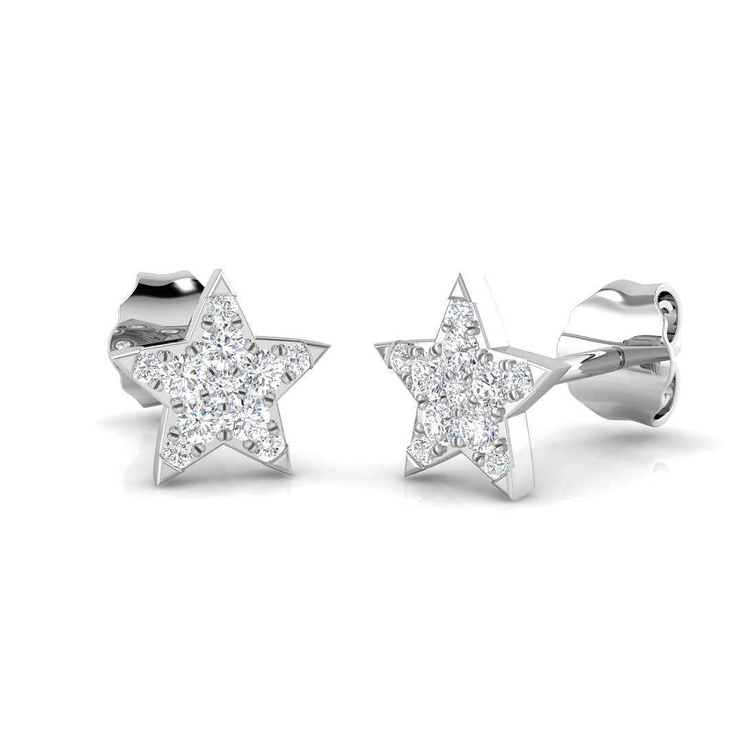 0.14ct Natural Diamond Shape Earrings in 9K White Gold