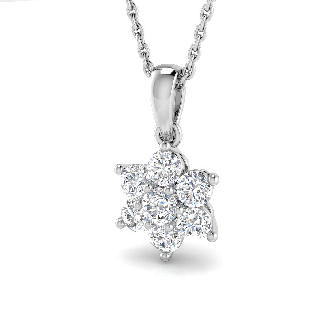 0.52ct Natural Diamond Cluster Pendant in 9K White Gold