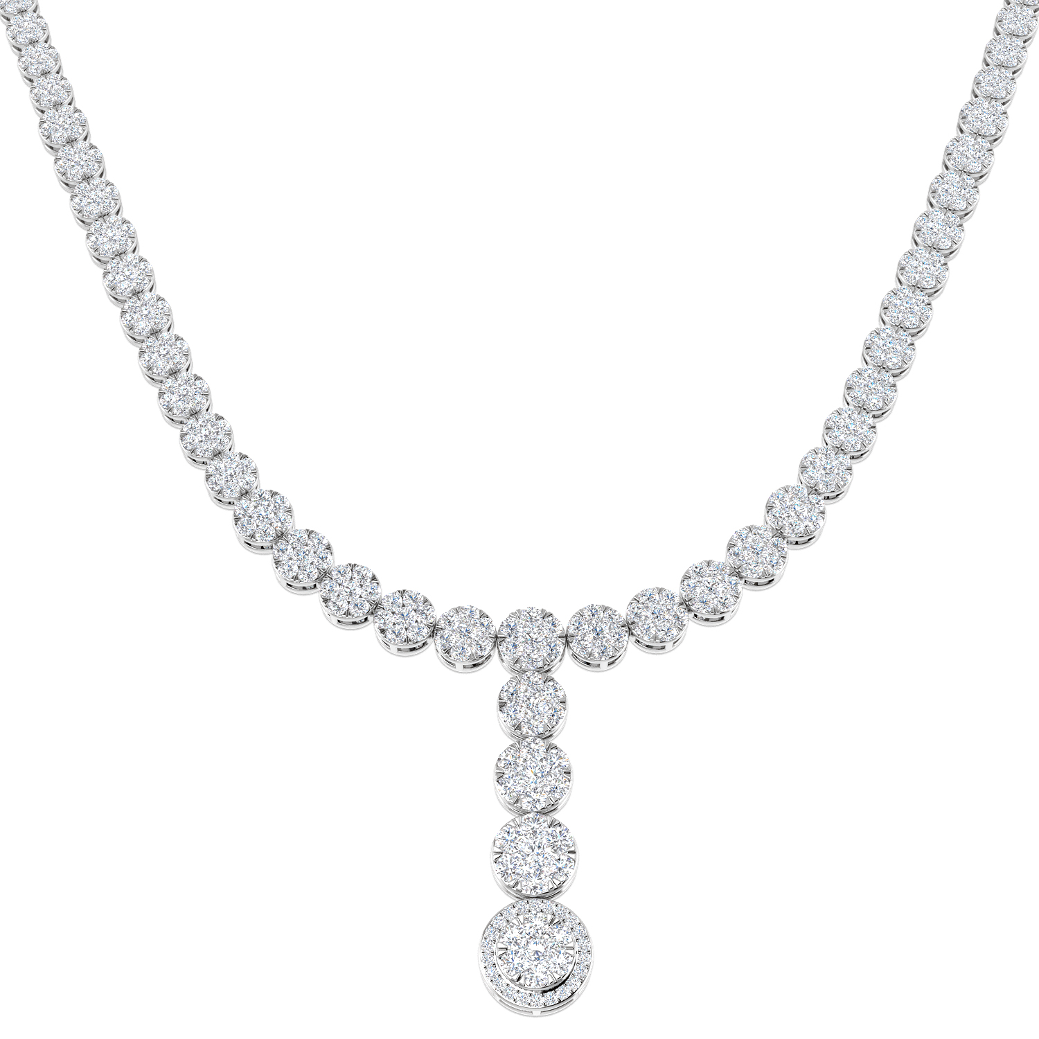 6.05ct Natural Diamond Cluster Necklace in 18K White Gold