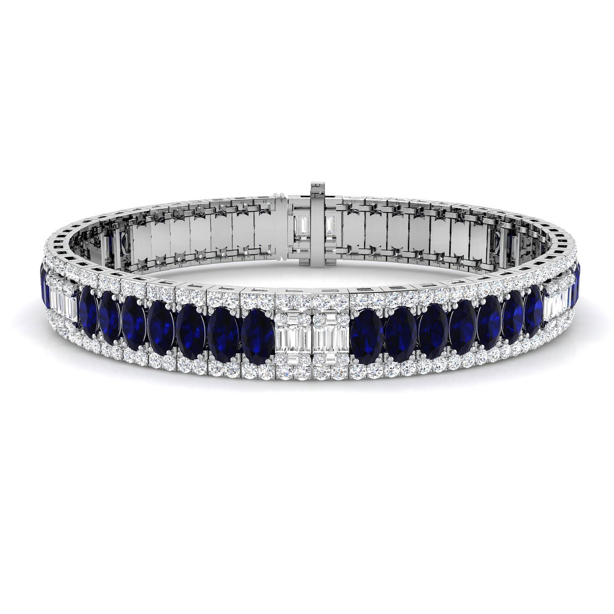 Blue Sapphire Bracelet in 18K White Gold