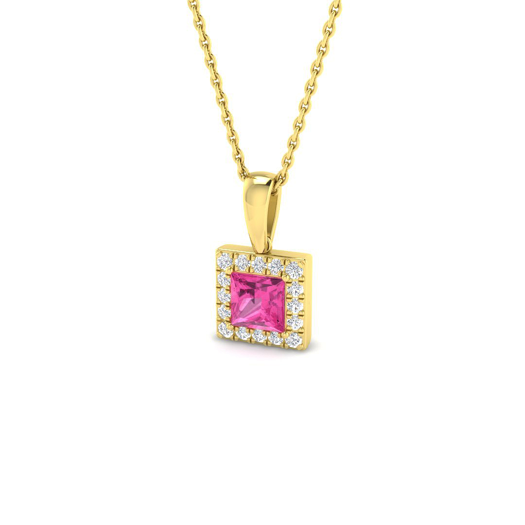Pink Sapphire Pendant in 9K Yellow Gold
