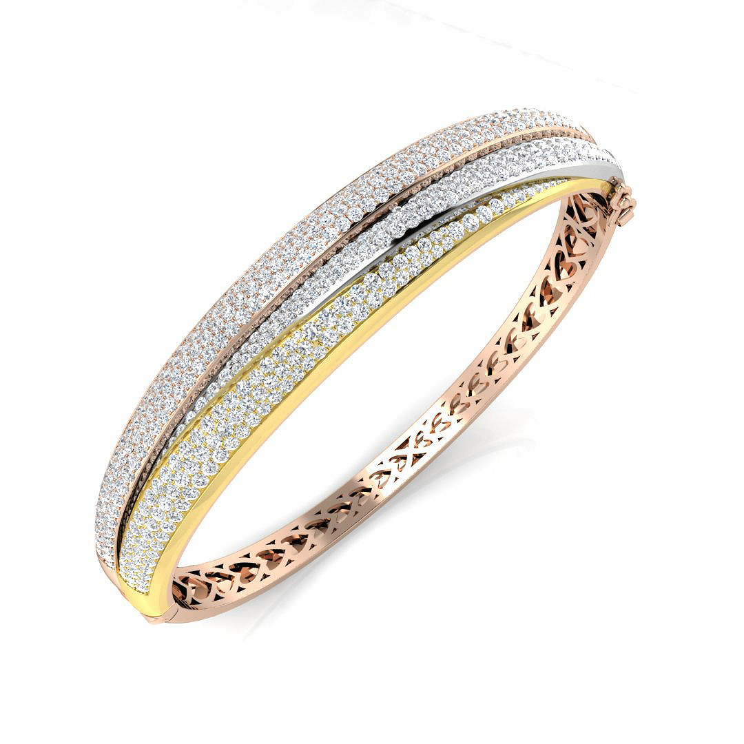 4.50ct Natural Diamond Fancy Bangle in 18K 3 TONE