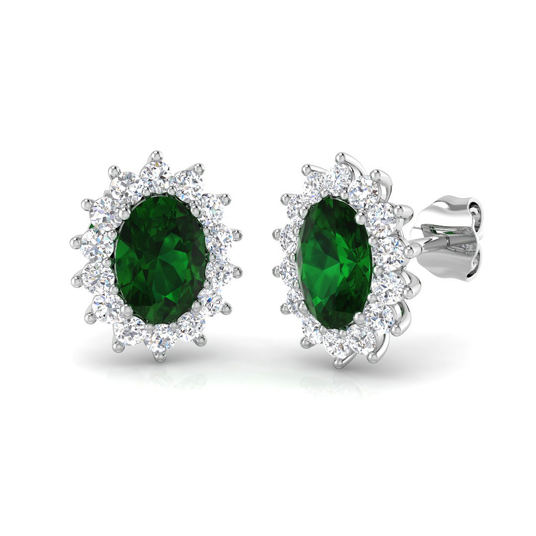 Emerald Earrings in 9K White Gold