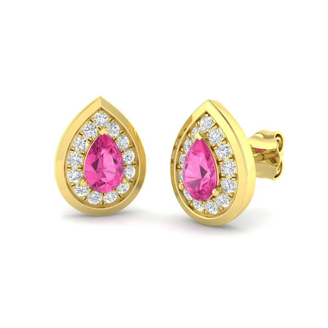 Pink Sapphire Earrings in 9K Yellow Gold