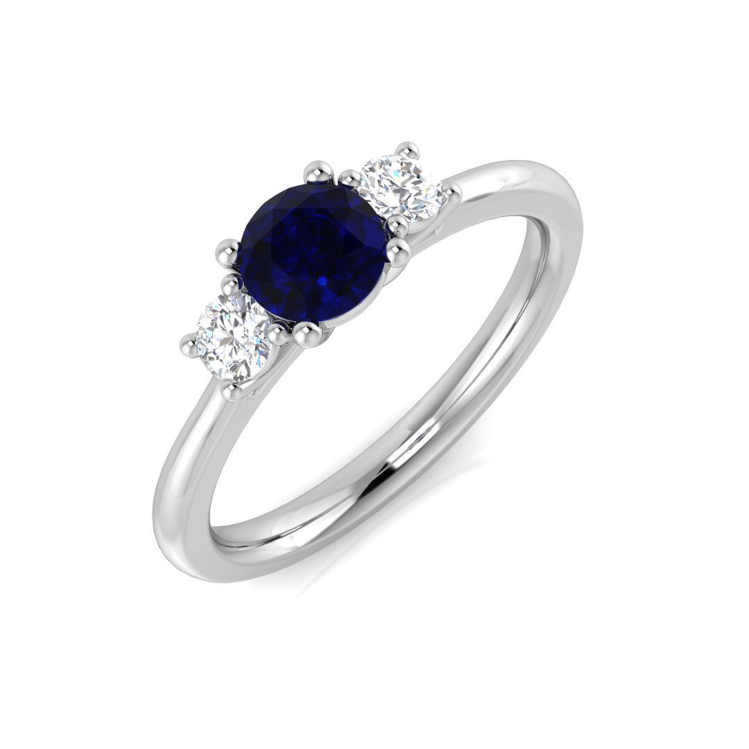 Blue Sapphire Ring in 9K White Gold