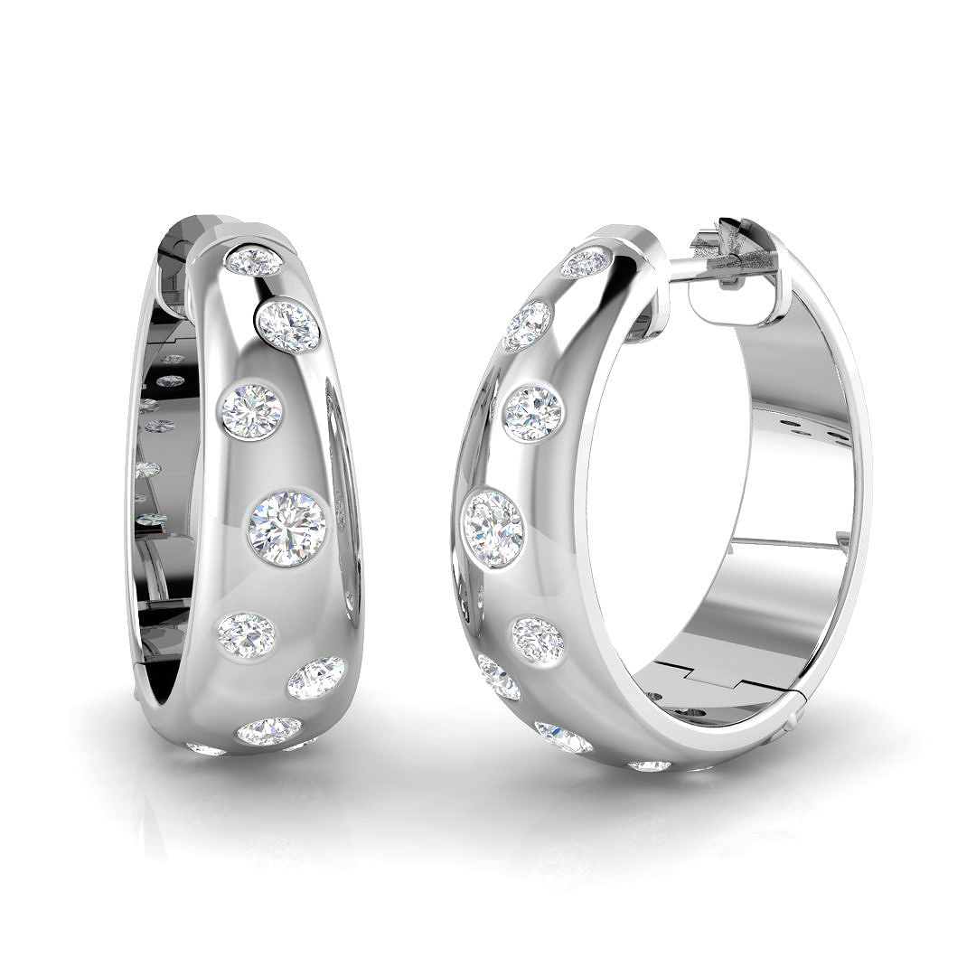 0.51ct Natural Diamond Hoops Earrings in 9K White Gold