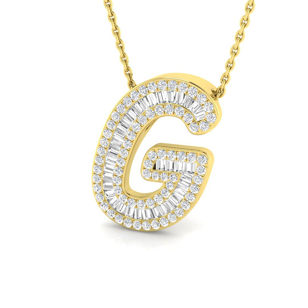 0.47ct Lab-Grown Diamond Initials Pendant in 9K Yellow Gold