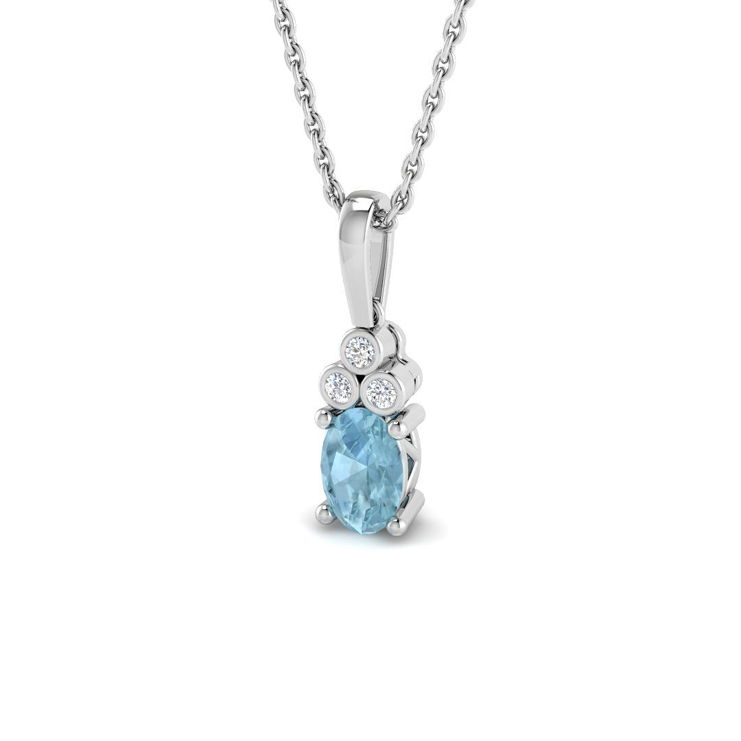 Aquamarine Pendant in 9K White Gold