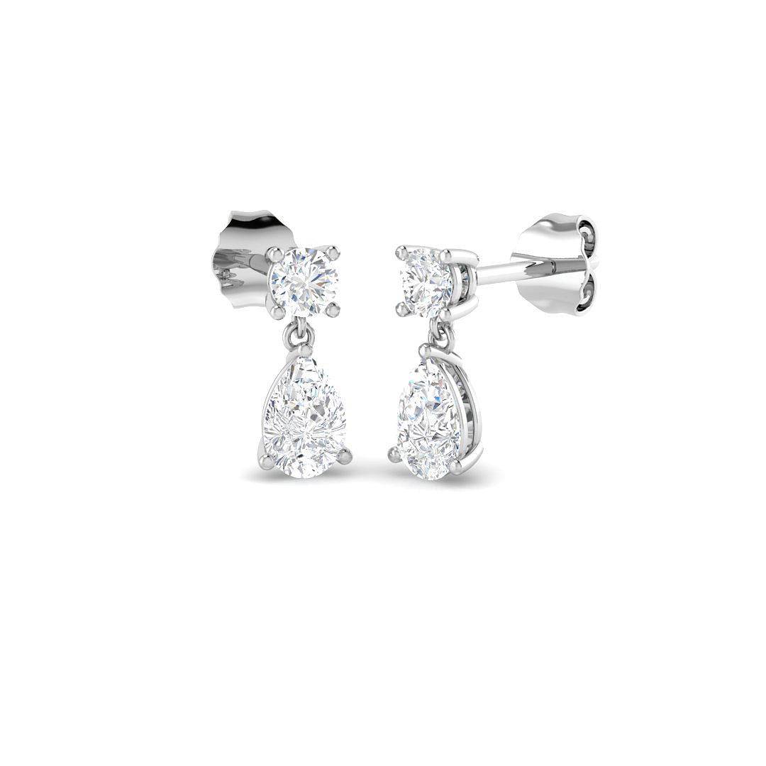 1.06ct Lab-Grown Diamond Drop & Trilogy Earrings in 9K White Gold