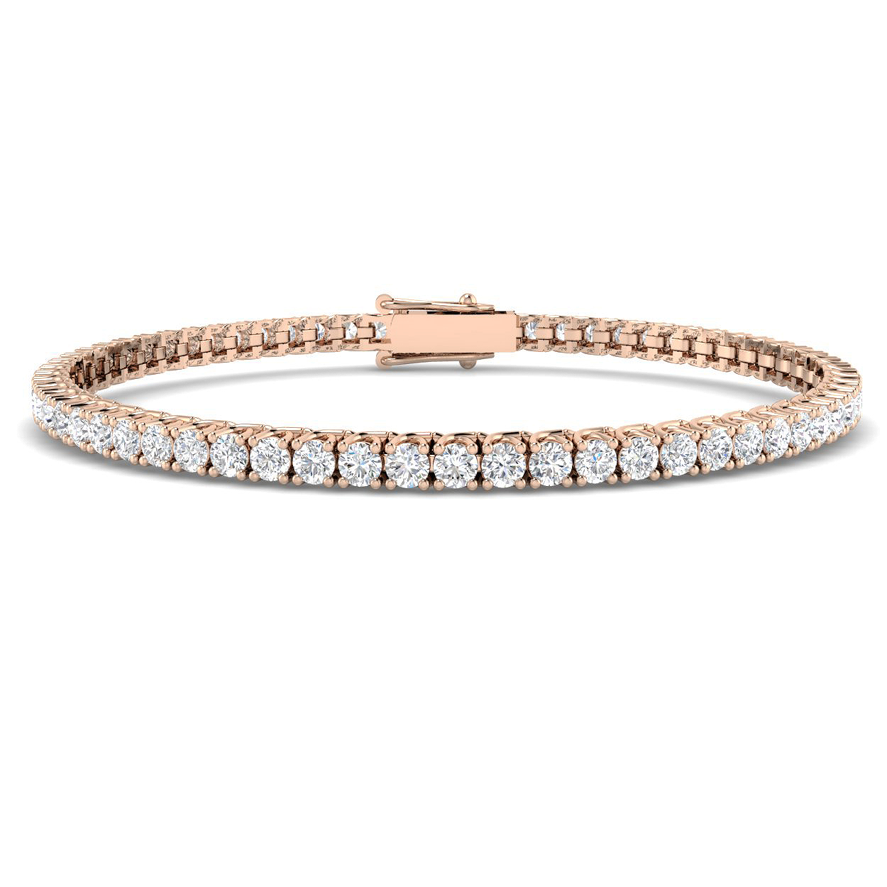 5.66ct Natural Diamond Tennis Bracelet in 18K Rose Gold