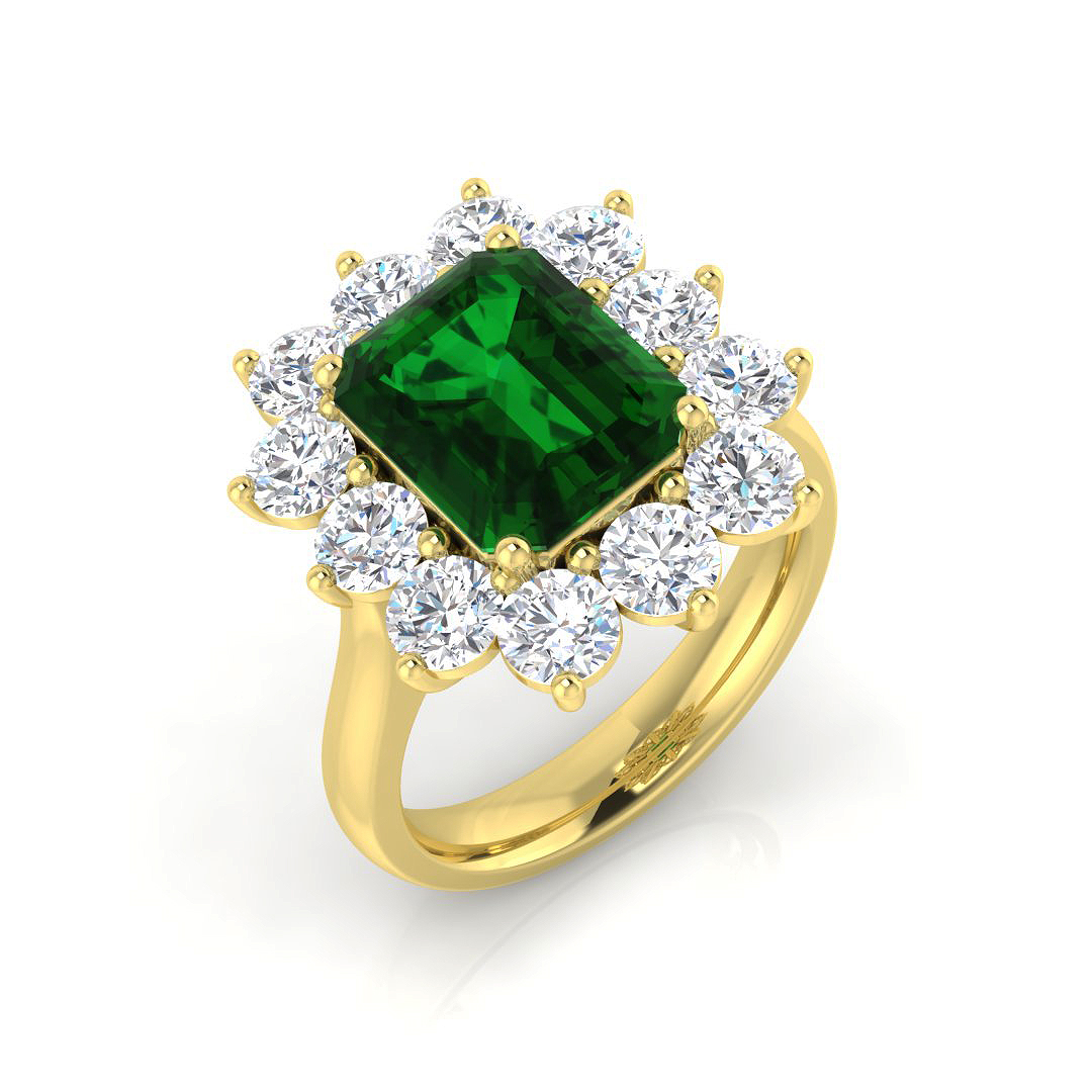 5.29ct Lab-Grown Diamond Emerald Ring in 9K Two Tone