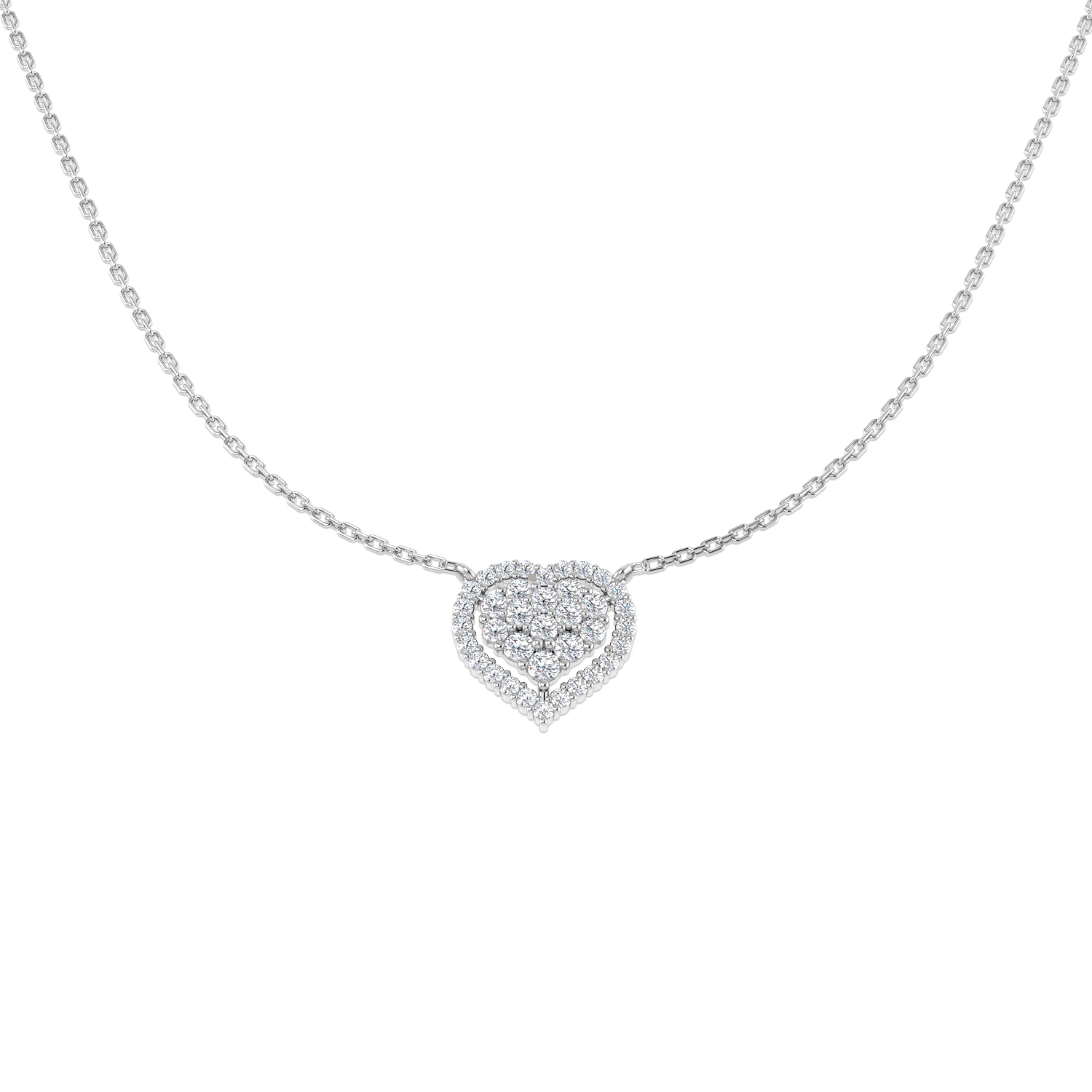 0.54ct Lab-Grown Diamond Heart Necklace in 9K White Gold