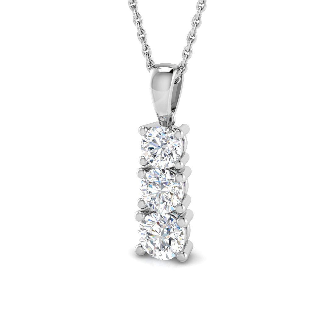 0.96ct Lab-Grown Diamond Drop & Trilogy Pendant in 9K White Gold