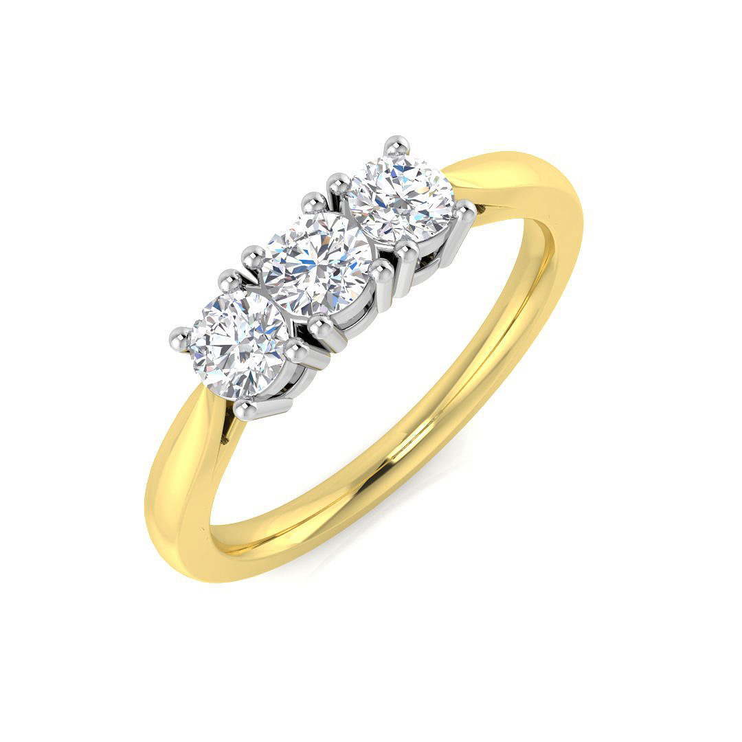 0.57ct Lab-Grown Diamond 3 Stone Ring in 9K Yellow Gold