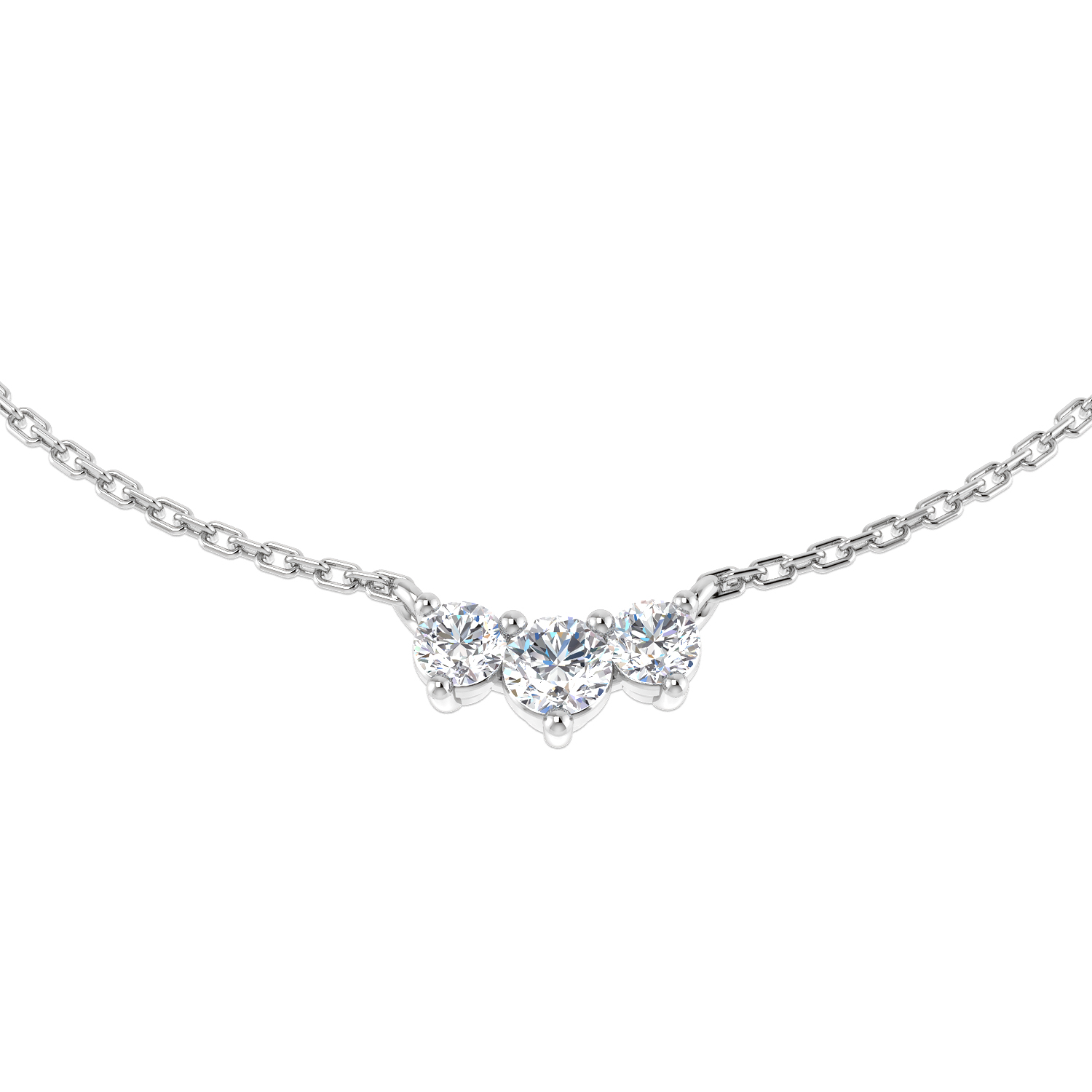 0.39ct Lab-Grown Diamond Drop & Trilogy Necklace in 9K White Gold