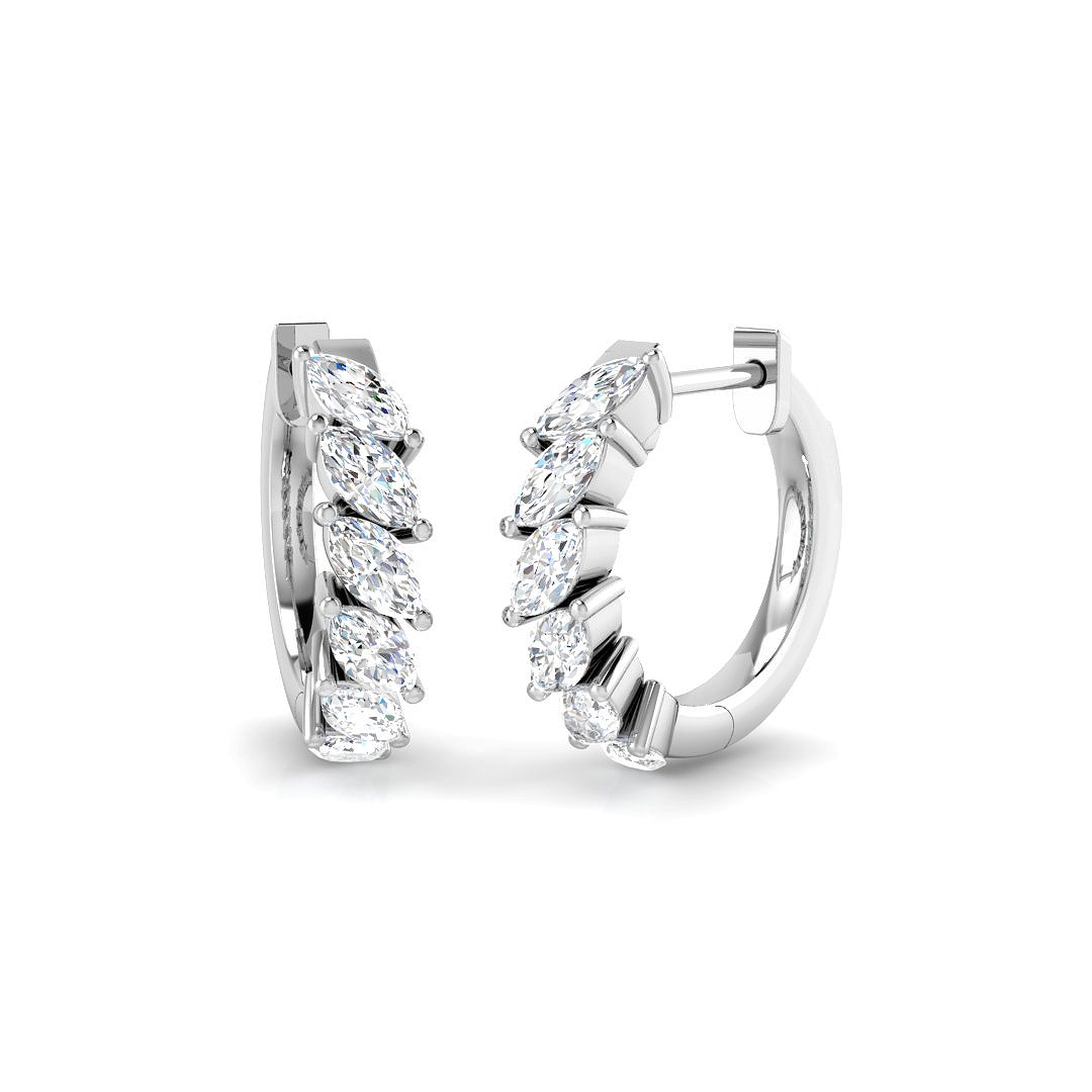 1.02ct Natural Diamond Hoops Earrings in 9K White Gold