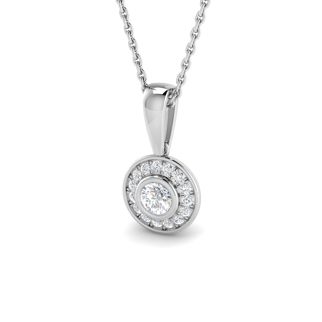 0.26ct Lab-Grown Diamond Halo Pendant in 9K White Gold