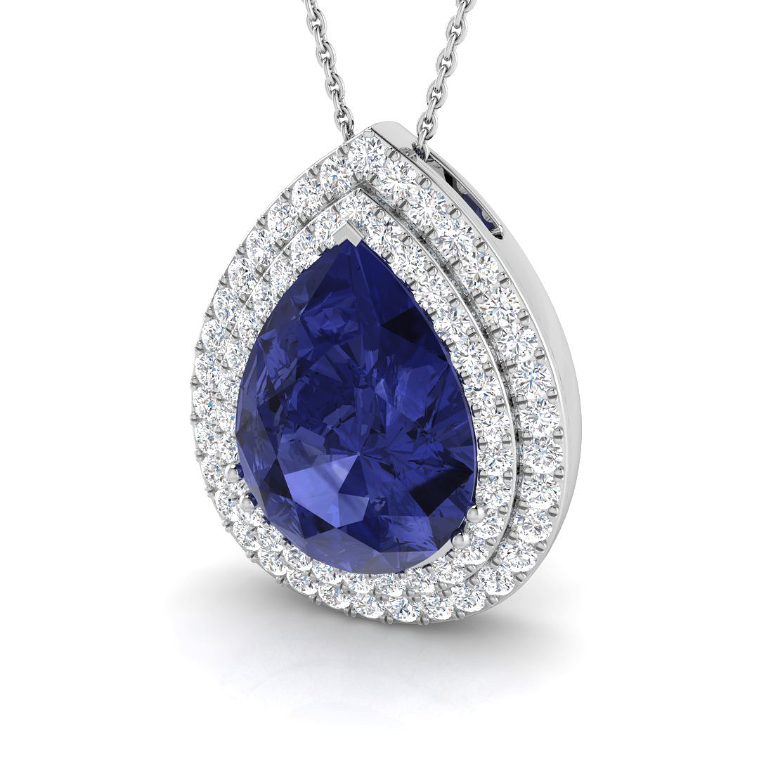 Tanzanite Pendant in 18K White Gold