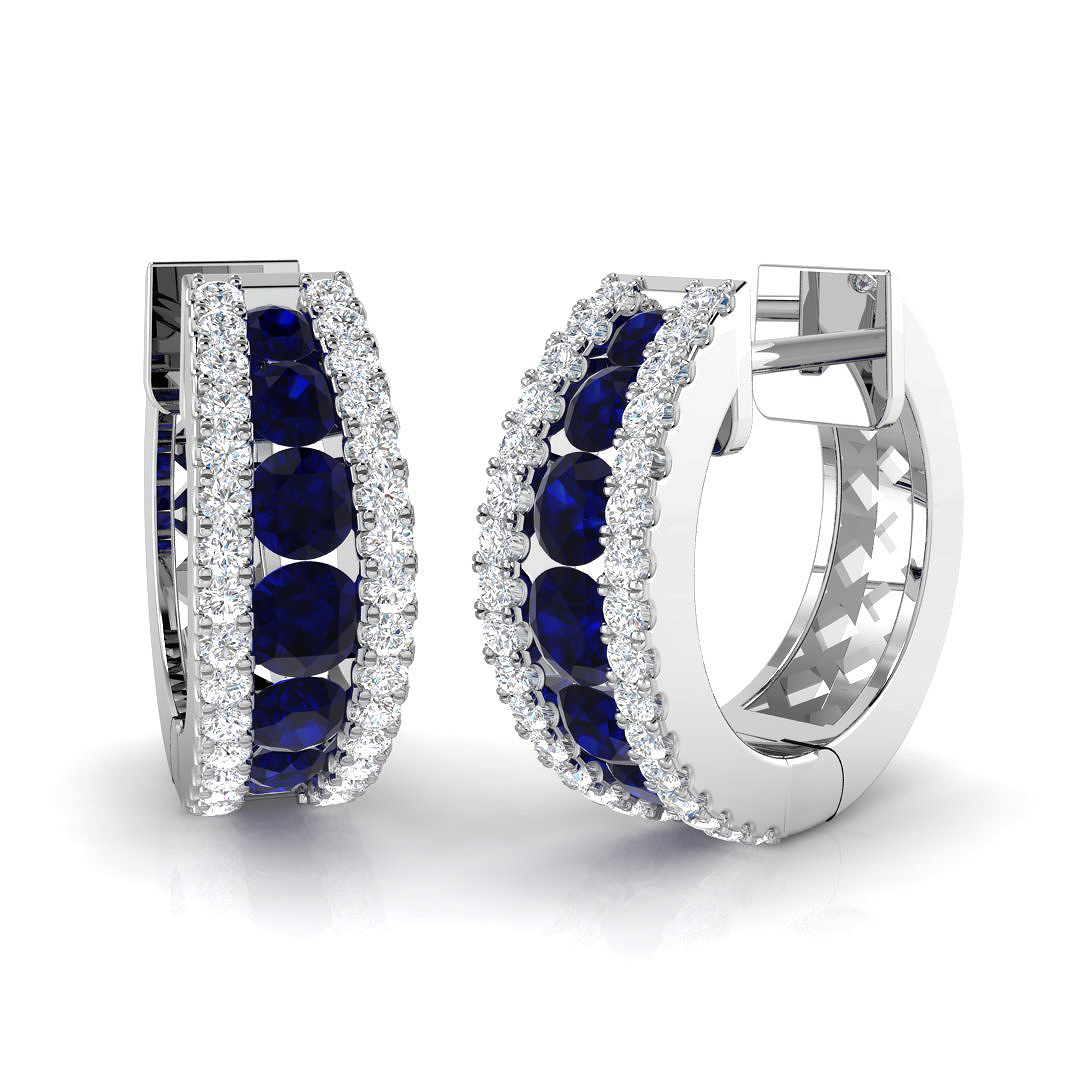 Blue Sapphire Earrings in 18K White Gold