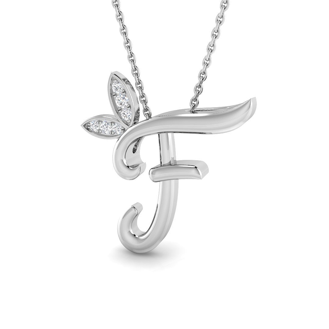 0.05ct Natural Diamond Initial Pendant in 9K White Gold