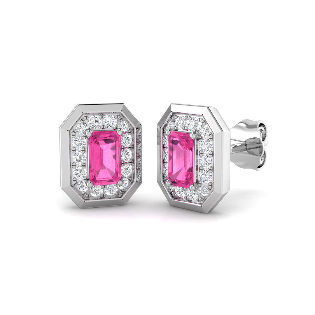 Pink Sapphire Earrings in 9K White Gold