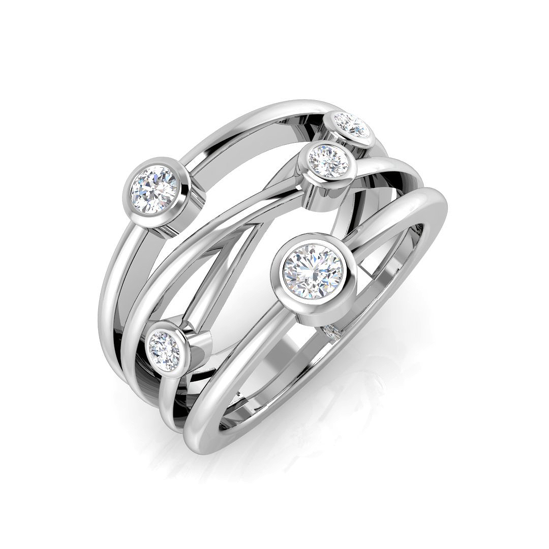 0.42ct Lab-Grown Diamond Bubble Rings Ring in 9K White Gold