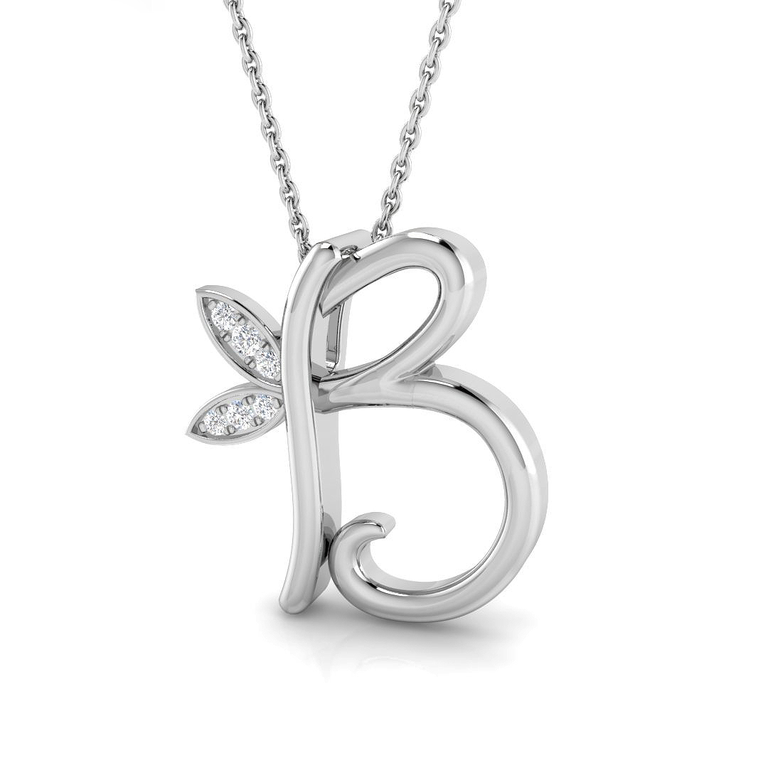 0.05ct Natural Diamond Initial Pendant in 9K White Gold