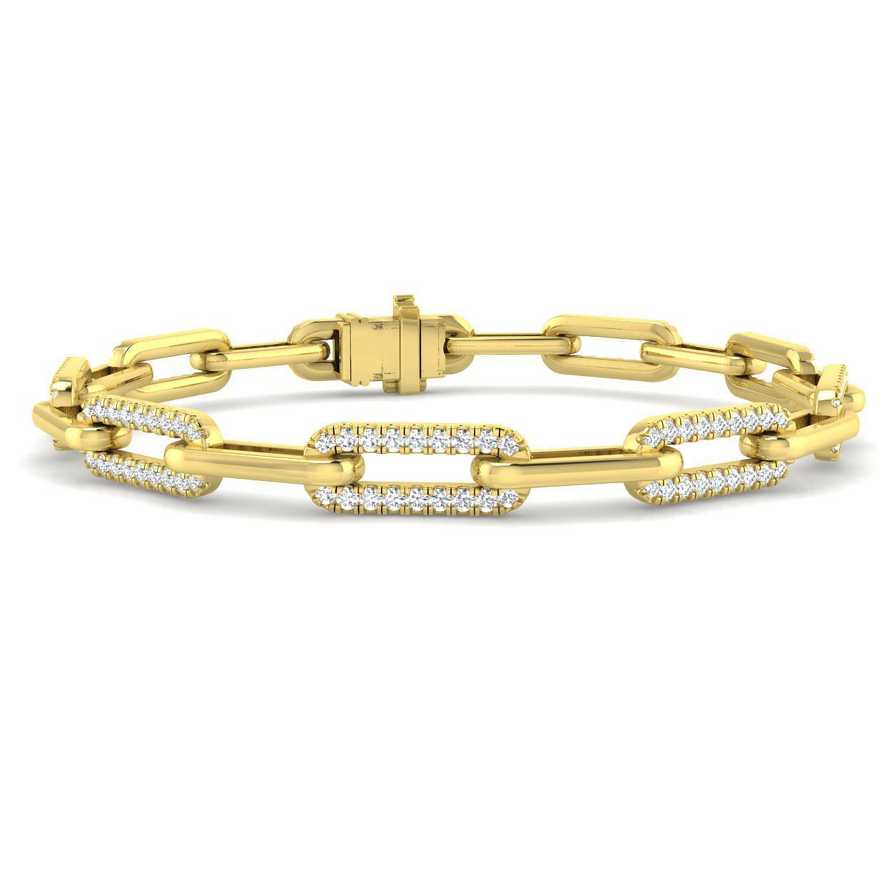 1.37ct Lab-Grown Diamond Paper Clip Bracelet in 9K Yellow Gold
