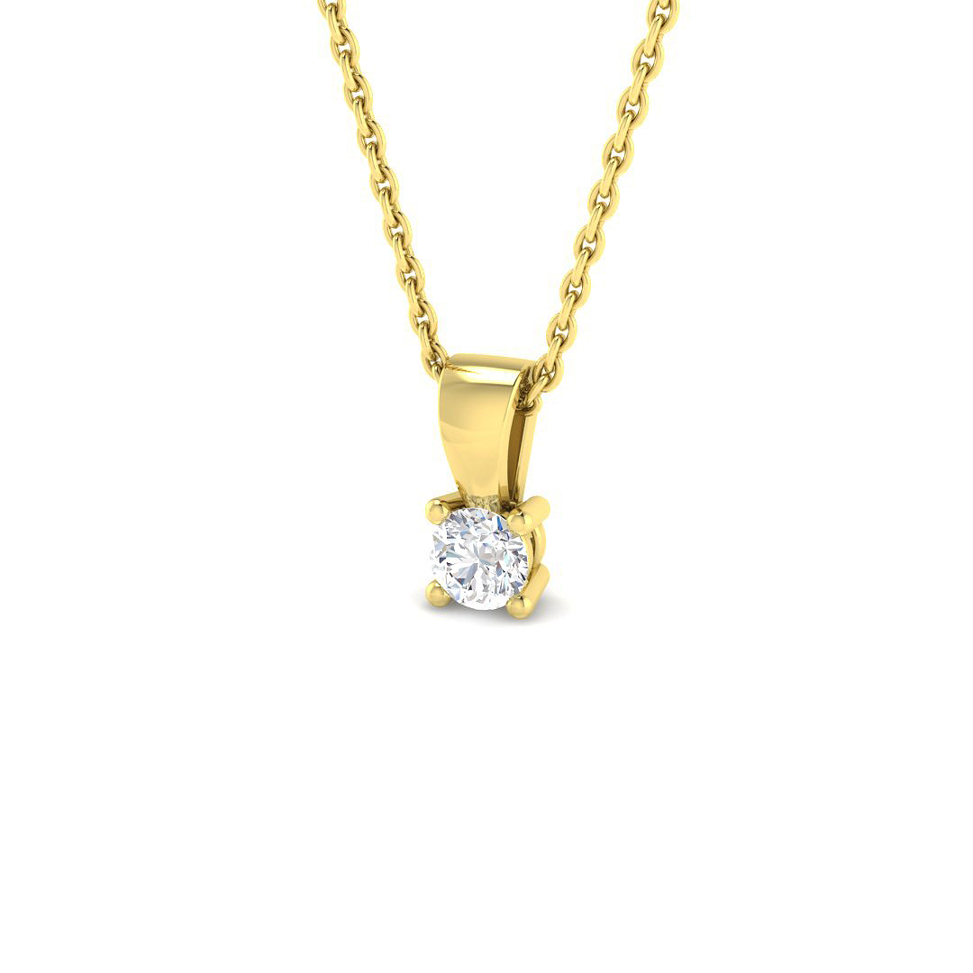 0.19ct Natural Diamond Solitaire Pendant in 9K Yellow Gold