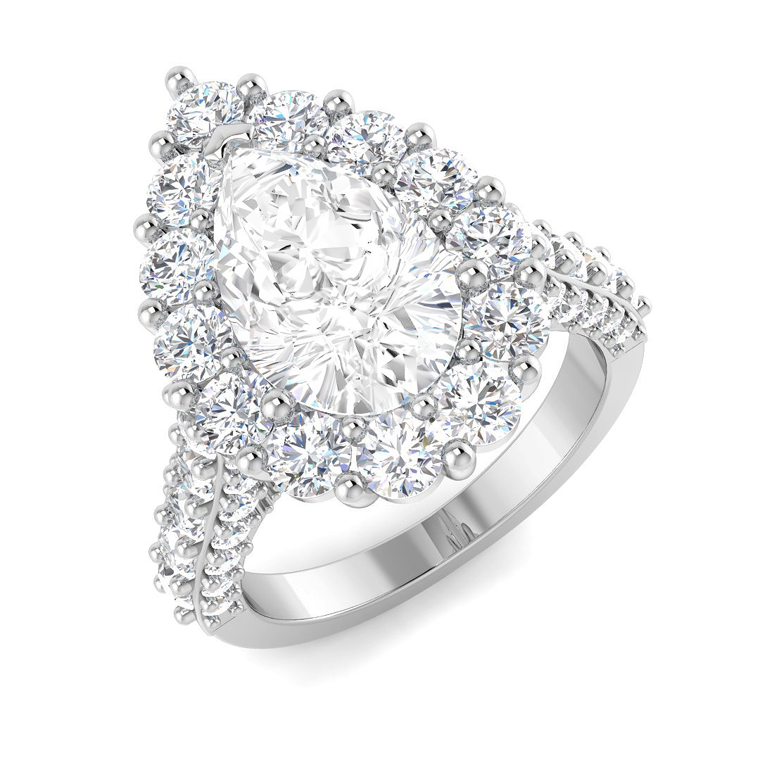 5.94ct Lab-Grown Diamond Halo Ring in 9K White Gold
