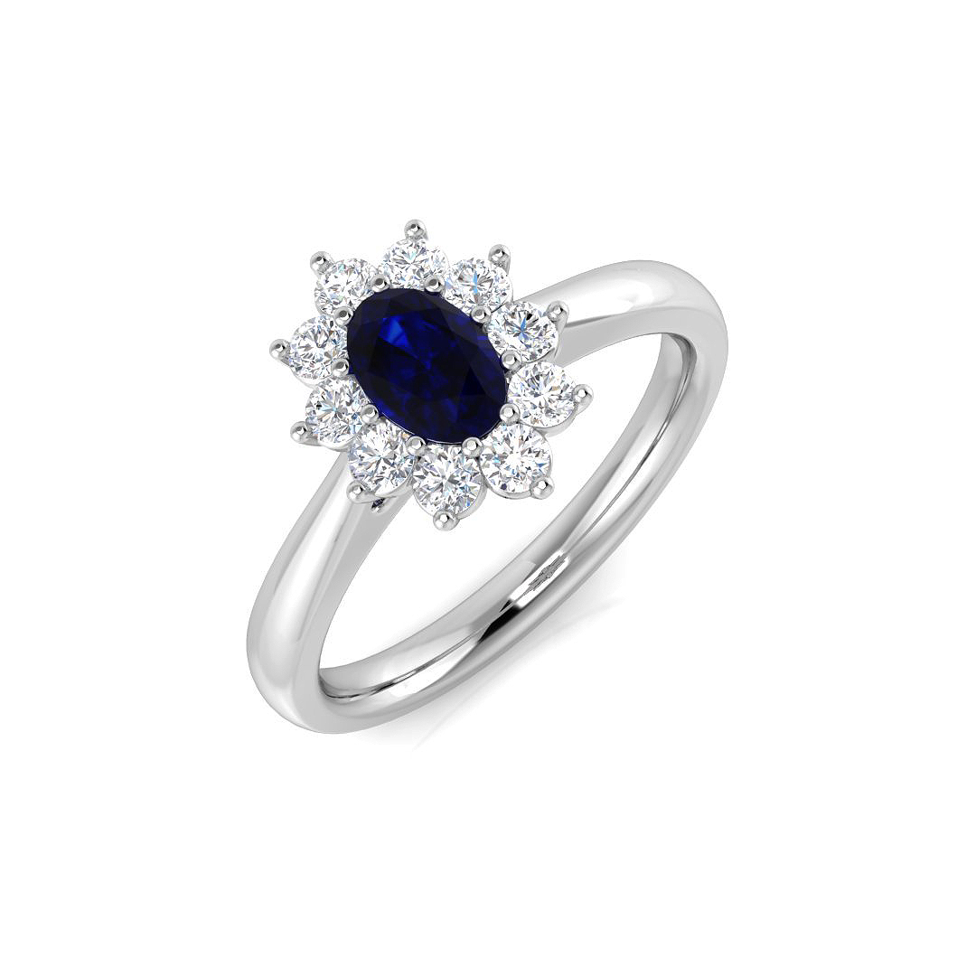 Blue Sapphire Ring in 18K White Gold