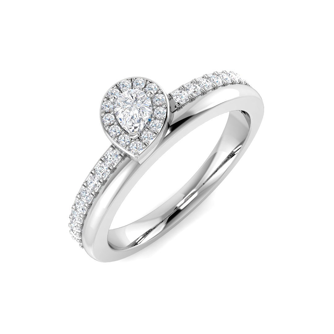 0.31ct Natural Diamond Halo Ring in Platinum Platinum
