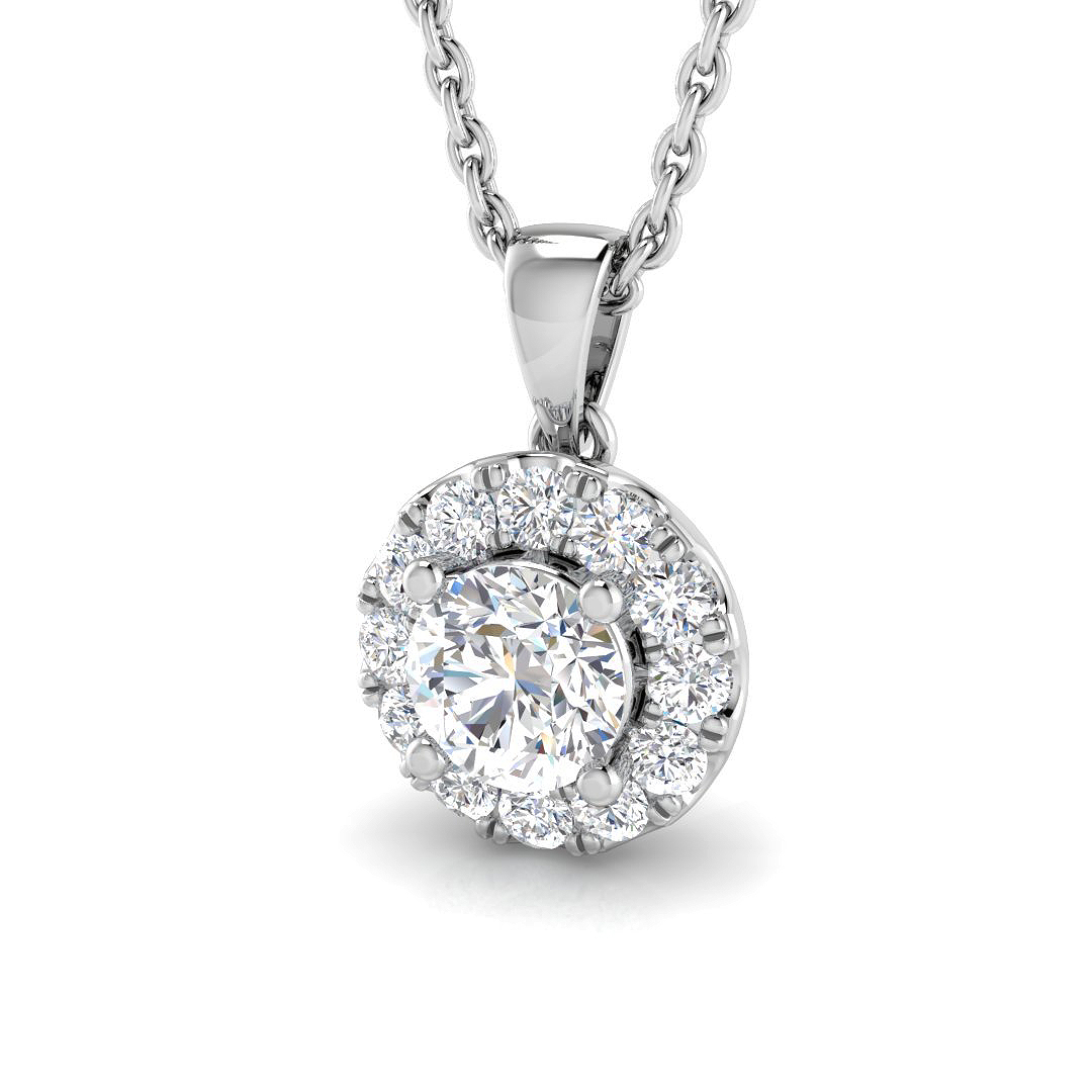 0.47ct Lab-Grown Diamond Halo Pendant in 9K White Gold