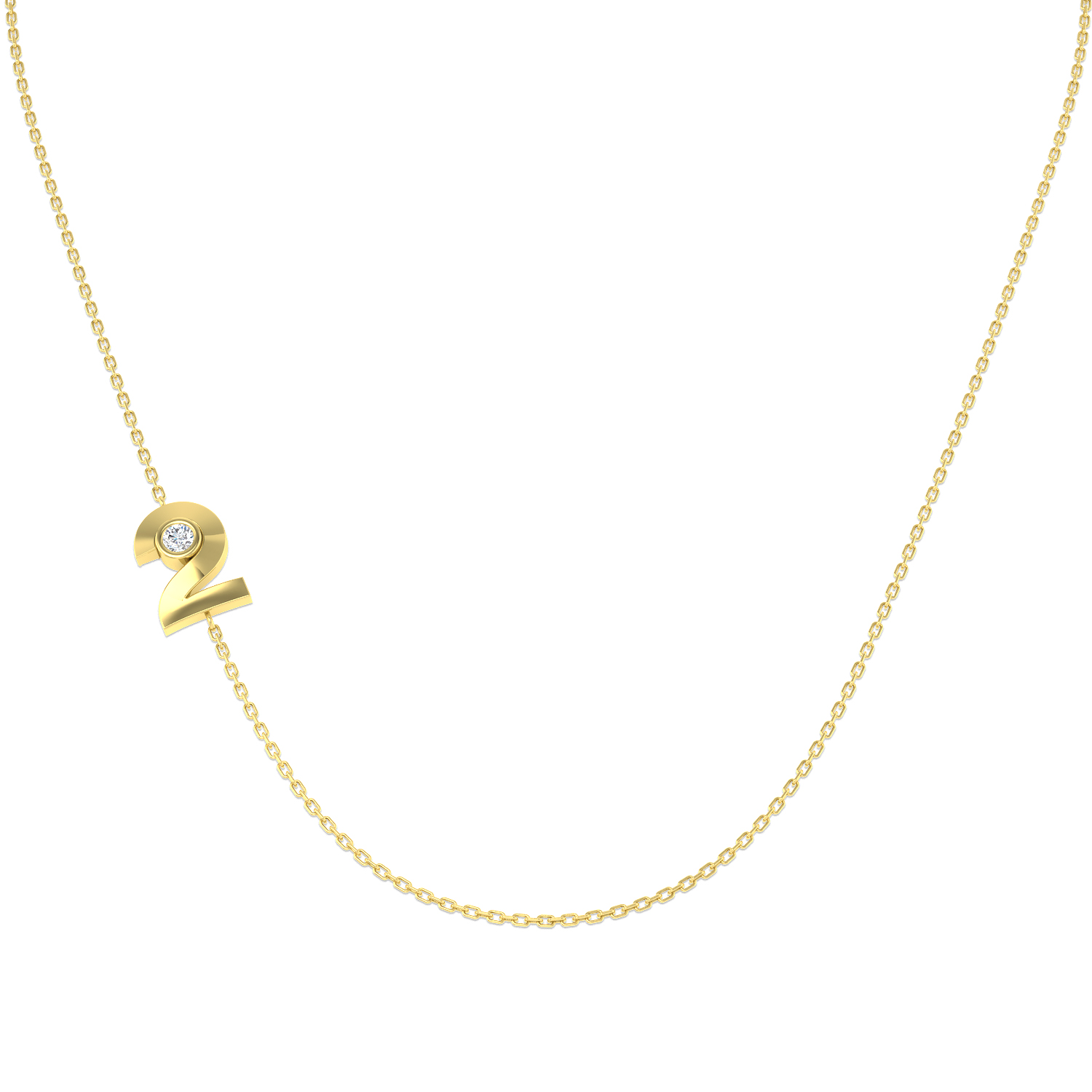 0.07ct Lab-Grown Diamond Numbers Necklace in 9K Yellow Gold